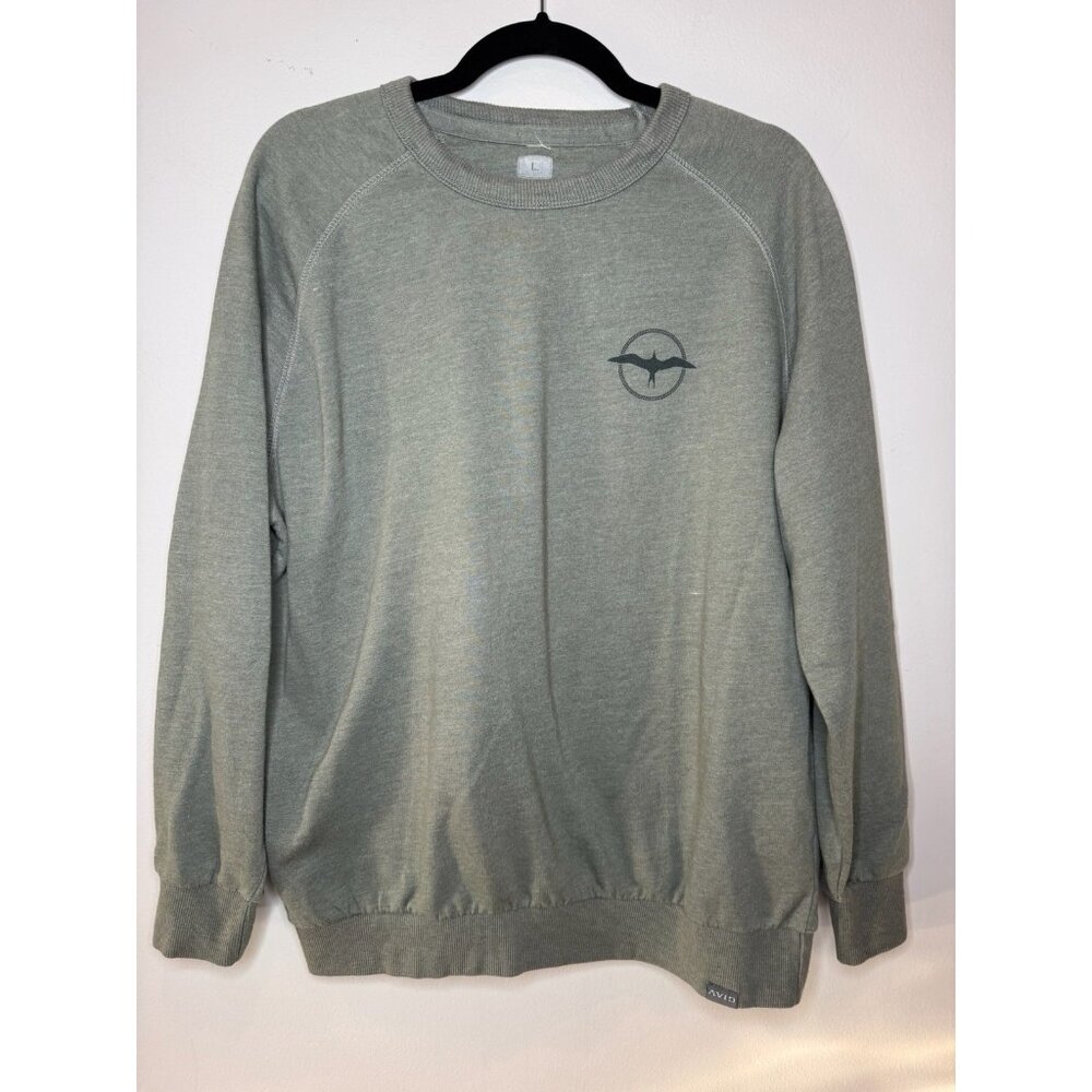 Avid Green Men Lightweight Cotton Blend Sweatshirt Pullover Bird Large